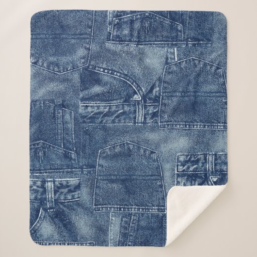Couverture Sherpa matériau de denim, (Devant)