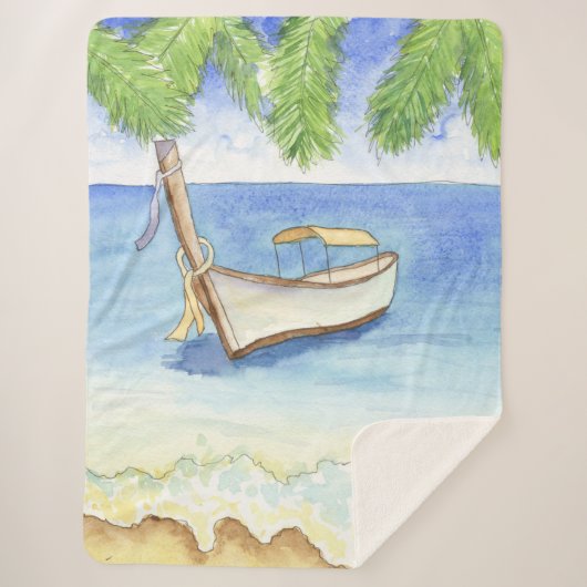 Couverture Sherpa Matin à Bali Aquarelle (Devant)
