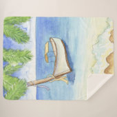 Couverture Sherpa Matin à Bali Aquarelle (Devant (Horizontal))