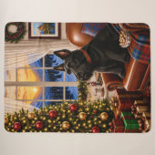 Couverture Sherpa Matin de Noël,Terrier Écossais de Fête (Devant (Horizontal))