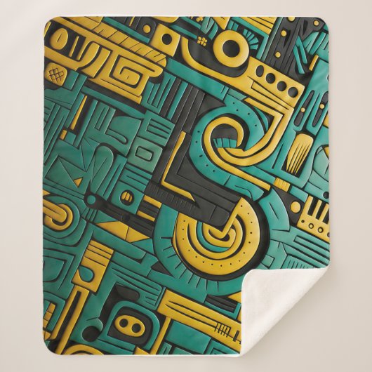 Couverture Sherpa Matrice d'émeraude Ankara africaine (Devant)