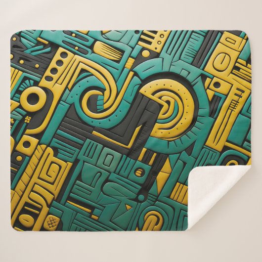 Couverture Sherpa Matrice d'émeraude Ankara africaine (Devant (Horizontal))