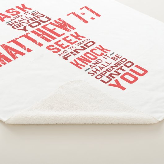 Couverture Sherpa Matthieu 7:7 Bible Verse Cross Sherpa Blanket (3/4)