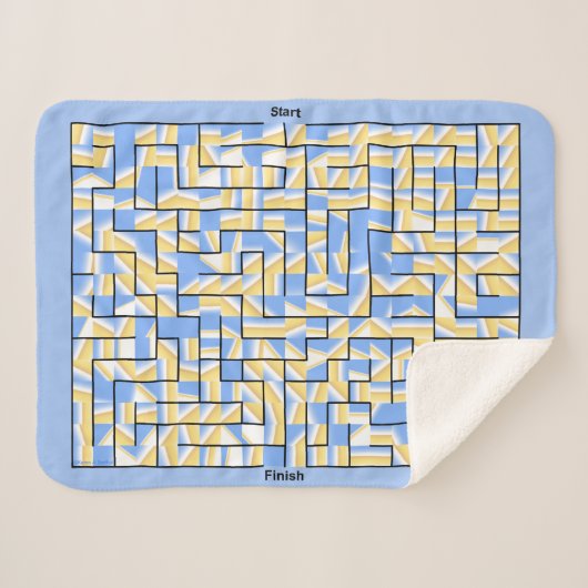 Couverture Sherpa Maze bleu et jaune (Devant (Horizontal))