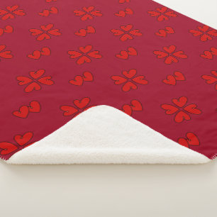 Couverture Sherpa Mazipoodles Coeurs Rouges Sur Rouge