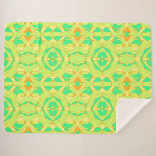 Couverture Sherpa Mazipoodles Neuro Art Vert Jaune Orange (Devant (Horizontal))