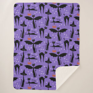 Couverture Sherpa MCM tenue de fête d'Halloween Chat Minimaliste Vio