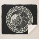 Couverture Sherpa Médaille d'oiseaux noirs Raven Norse Logo Art (Devant (Horizontal))