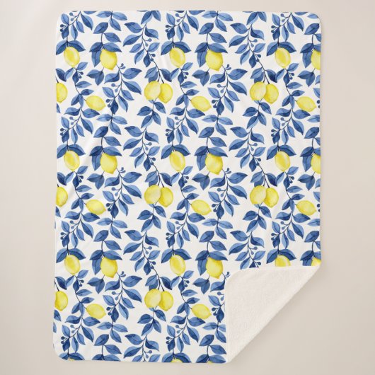 Couverture Sherpa Mediterrenean Citrus Lemon pattern (Devant)