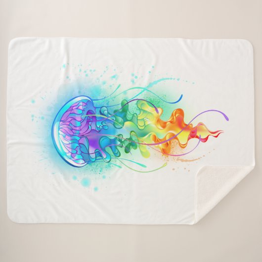 Couverture Sherpa Méduse arc-en-ciel (Devant (Horizontal))