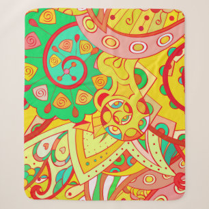 Couverture Sherpa Mehndi Doodle : Texture Ethnique Colorée.