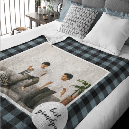 Couverture Sherpa Meilleur Cadeau Grand-Père En Plaque Bleue Et Noir