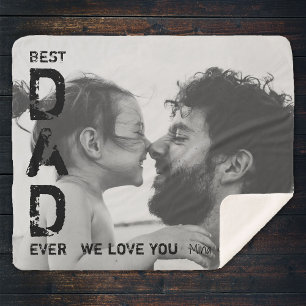 Couverture Sherpa Meilleur papa jamais Nom personnalisé Photo Cool F