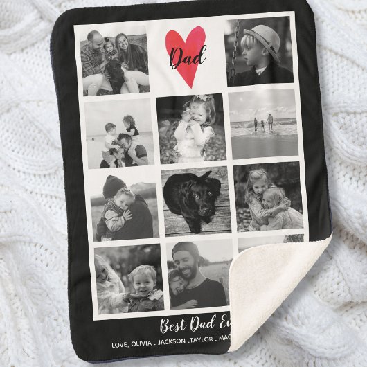 Couverture Sherpa Meilleur papa Jamais Photo Collage Fête des pères 