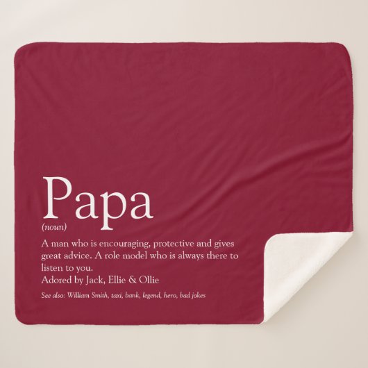 Couverture Sherpa Meilleur papa papa papa papa papa Père Définition (Devant (Horizontal))