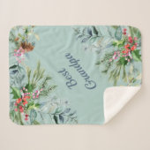 Couverture Sherpa Meilleure aquarelle Grand-pa À feuillage persistan (Devant (Horizontal))