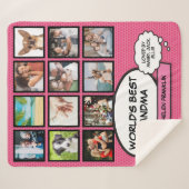 Couverture Sherpa Meilleure grand-mère 12 photo amusante Comic rose (Devant (Horizontal))