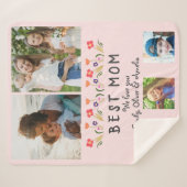 Couverture Sherpa Meilleure maman Fleurs 5 Photo Collage Keepsaké (Devant (Horizontal))
