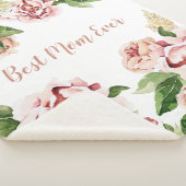 Couverture Sherpa Meilleure maman jamais Dusty Pink Peony Floral (3/4)