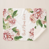 Couverture Sherpa Meilleure maman jamais Dusty Pink Peony Floral (Devant (Horizontal))