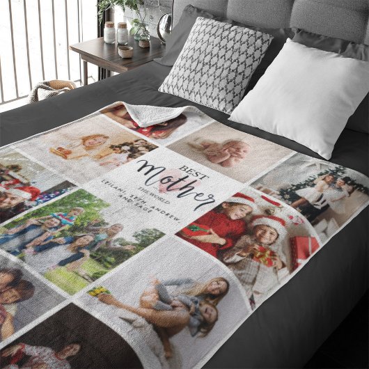 Couverture Sherpa Meilleure mère dans le monde Photo Collage Coeur r