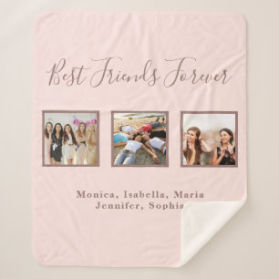 Couverture Sherpa Meilleurs amis rose or blush photo