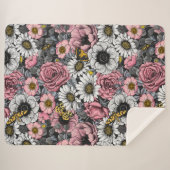 Couverture Sherpa Mélange de papillons de nuit en rose et gris (Devant (Horizontal))