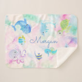 Couverture Sherpa Mélange sous l'aquarelle de la mer Monogramme (Devant (Horizontal))