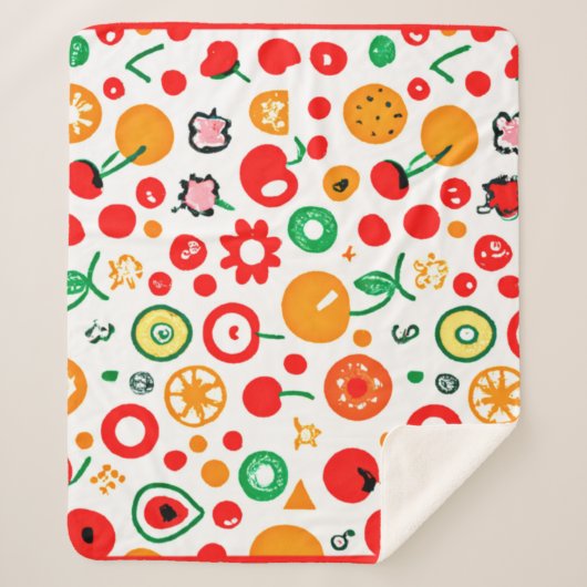 Couverture Sherpa Mélanges de Motifs de fruits. Commandez dès mainte (Devant)