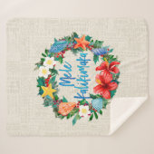 Couverture Sherpa Mele Kalikimaka Hawaiian Christmas Wreath (Devant (Horizontal))