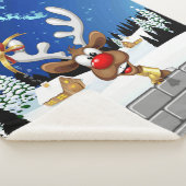 Couverture Sherpa Mème de Noël drôle de renne qui regarde par-dessus (3/4)