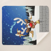 Couverture Sherpa Mème de Noël drôle de renne qui regarde par-dessus (Devant (Horizontal))