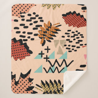 Couverture Sherpa Memphis Automne : Motif Feuille géométrique