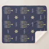 Couverture Sherpa Menorahs élégantes Sherpa Hanoukka Blanket/Moyen (Devant (Horizontal))