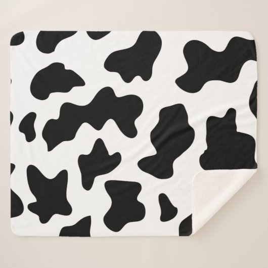 Couverture Sherpa Mention de vaches blanches et noires mignonnes fer (Devant (Horizontal))