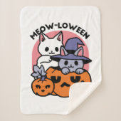 Couverture Sherpa Meow-Loween - Cute Halloween Conception Chat (Devant)