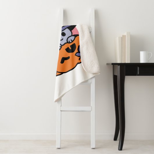 Couverture Sherpa Meow-Loween - Cute Halloween Conception Chat (En situation)