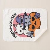 Couverture Sherpa Meow-Loween - Cute Halloween Conception Chat (Devant (Horizontal))