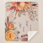 Couverture Sherpa Merci Grategul Béni Floral Thanksgiving (Devant)