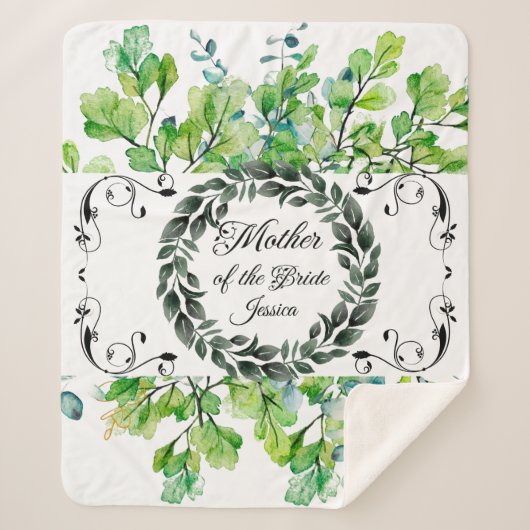 Couverture Sherpa Mère de la mariée Aquarelle Foliage Victorien (Devant)