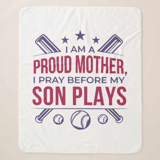 Couverture Sherpa Mère fière de baseball Je prie avant que mon fils (Devant)