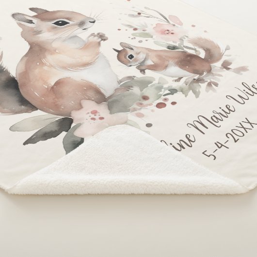 Couverture Sherpa Mère mignonne Bébé Écureuil Nom Date d'anniversair (3/4)