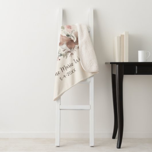 Couverture Sherpa Mère mignonne Bébé Écureuil Nom Date d'anniversair (En situation)