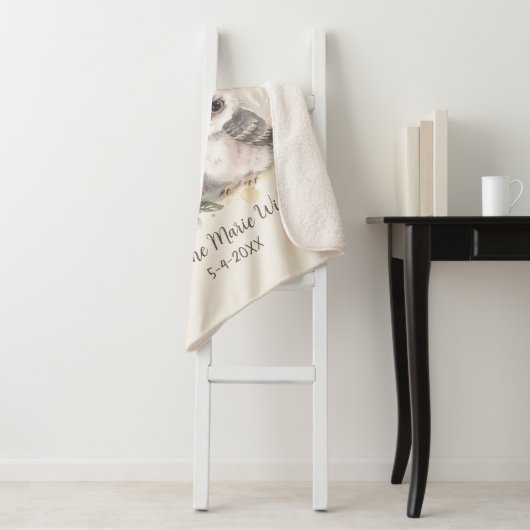 Couverture Sherpa Mère mignonne Nom de la chouette du bébé Date d'an (En situation)