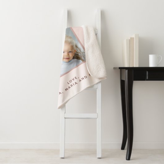 Couverture Sherpa Mère rose rose pâle photo or (En situation)