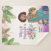 Couverture Sherpa Mère Whimsical avec enfants | Fête des mères (Devant (Horizontal))