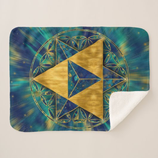 Couverture Sherpa Merkabah à Fleur de vie (Devant (Horizontal))