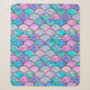 Couverture Sherpa Mermaid fish scale wave japanese seamless pattern.