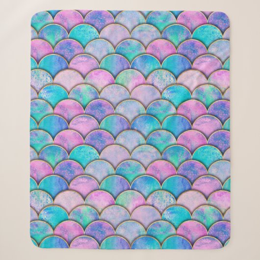 Couverture Sherpa Mermaid fish scale wave japanese seamless pattern. (Devant)