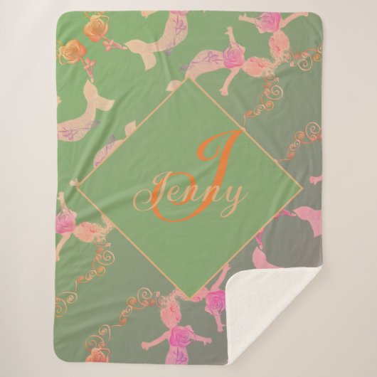 Couverture Sherpa Mermaid Rose romantique (Devant)